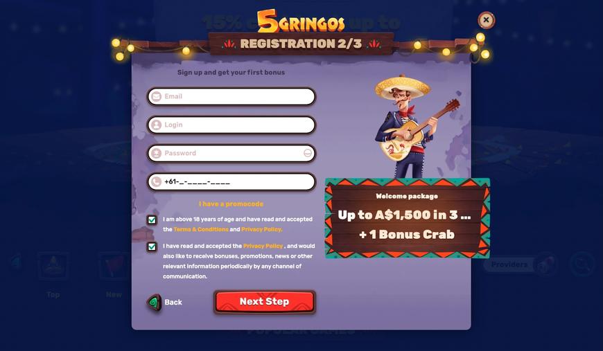 5 Gringos Casino Registration