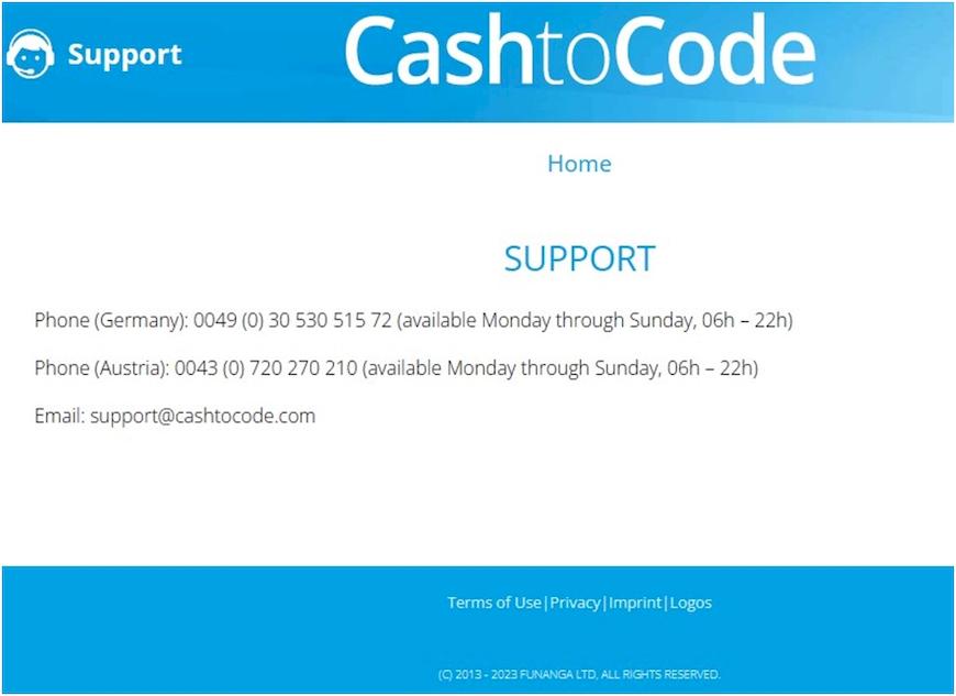 CashtoCode Support