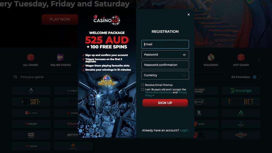 Casino4u registration