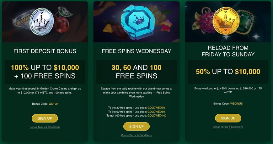 Golden Crown Casino Welcome Bonus