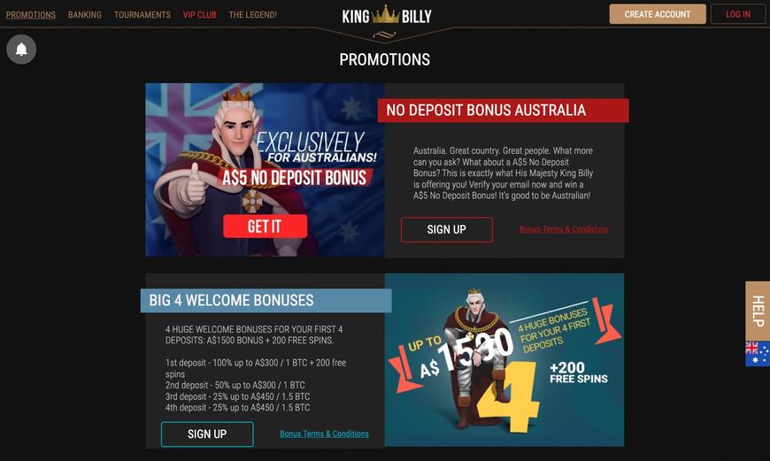 KingBilly Casino Welcome Bonus