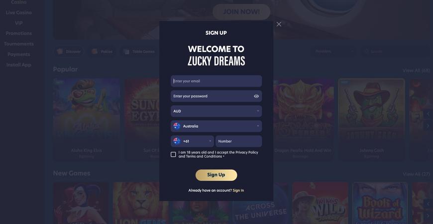 Lucky Dreams Casino Registration