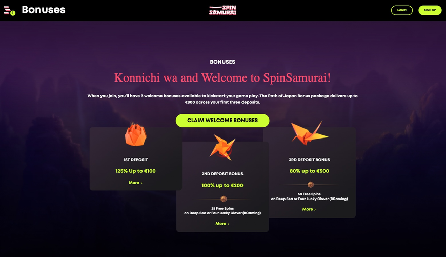 Spin Samurai Casino Bonus